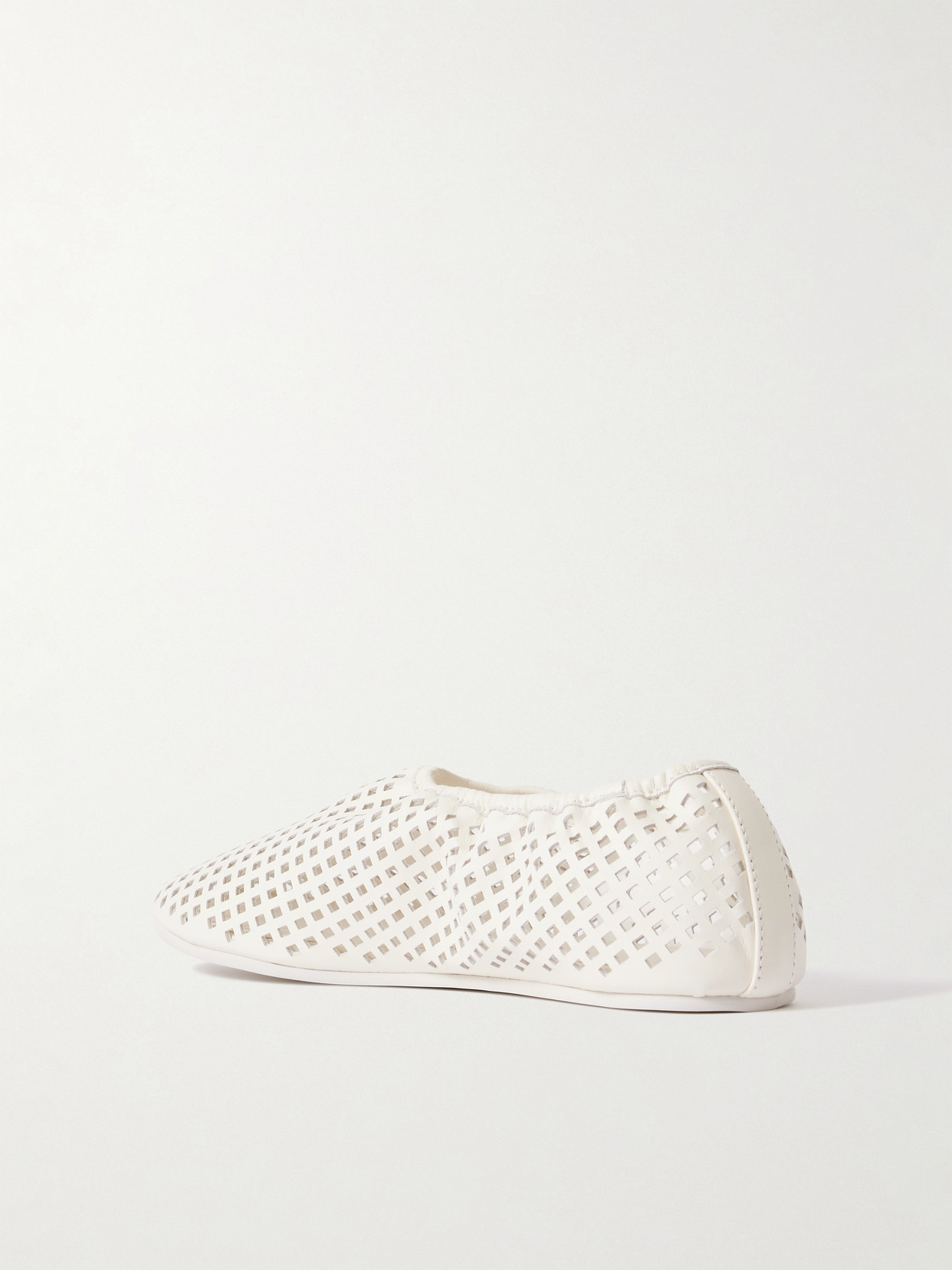 St Agni Perforated Leather Ballet Flats In White
