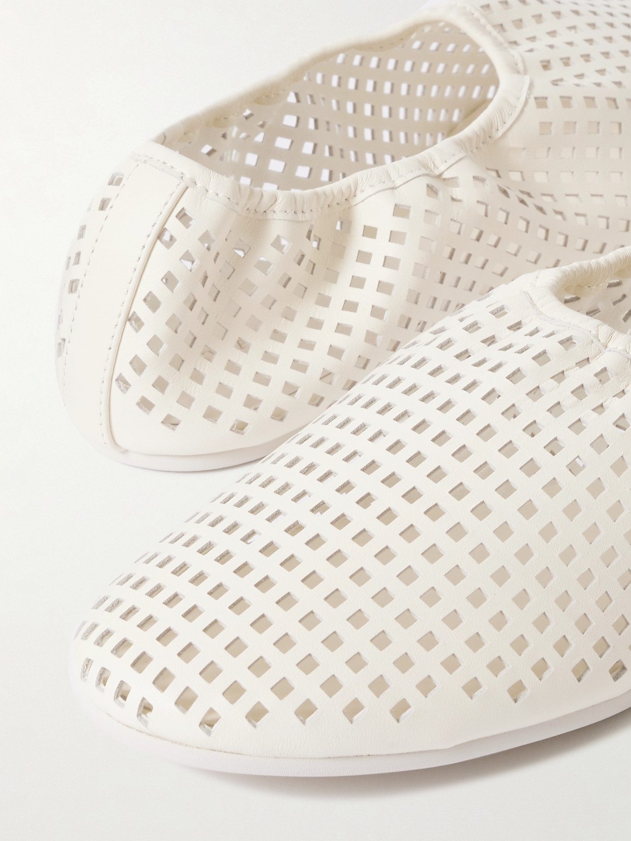 St Agni Perforated Leather Ballet Flats In White