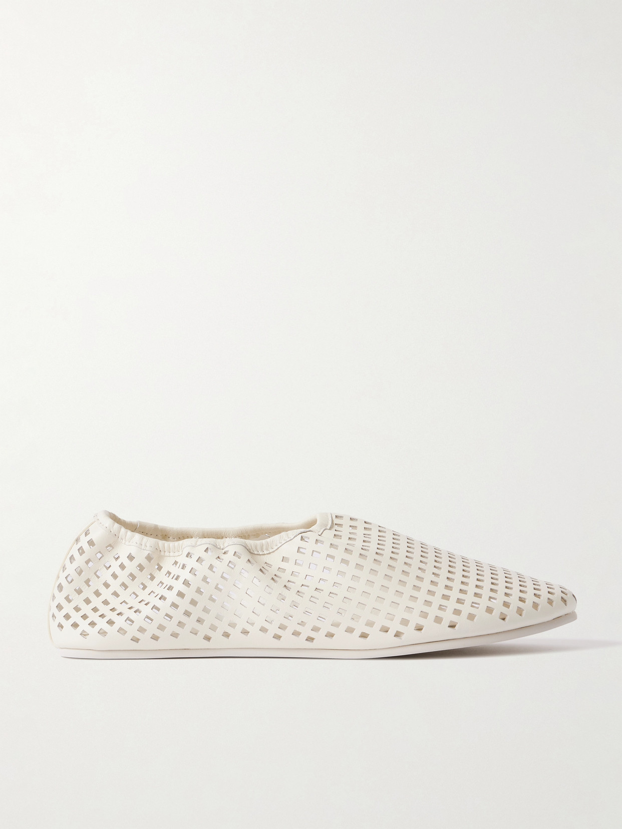 St Agni Perforated Leather Ballet Flats In White