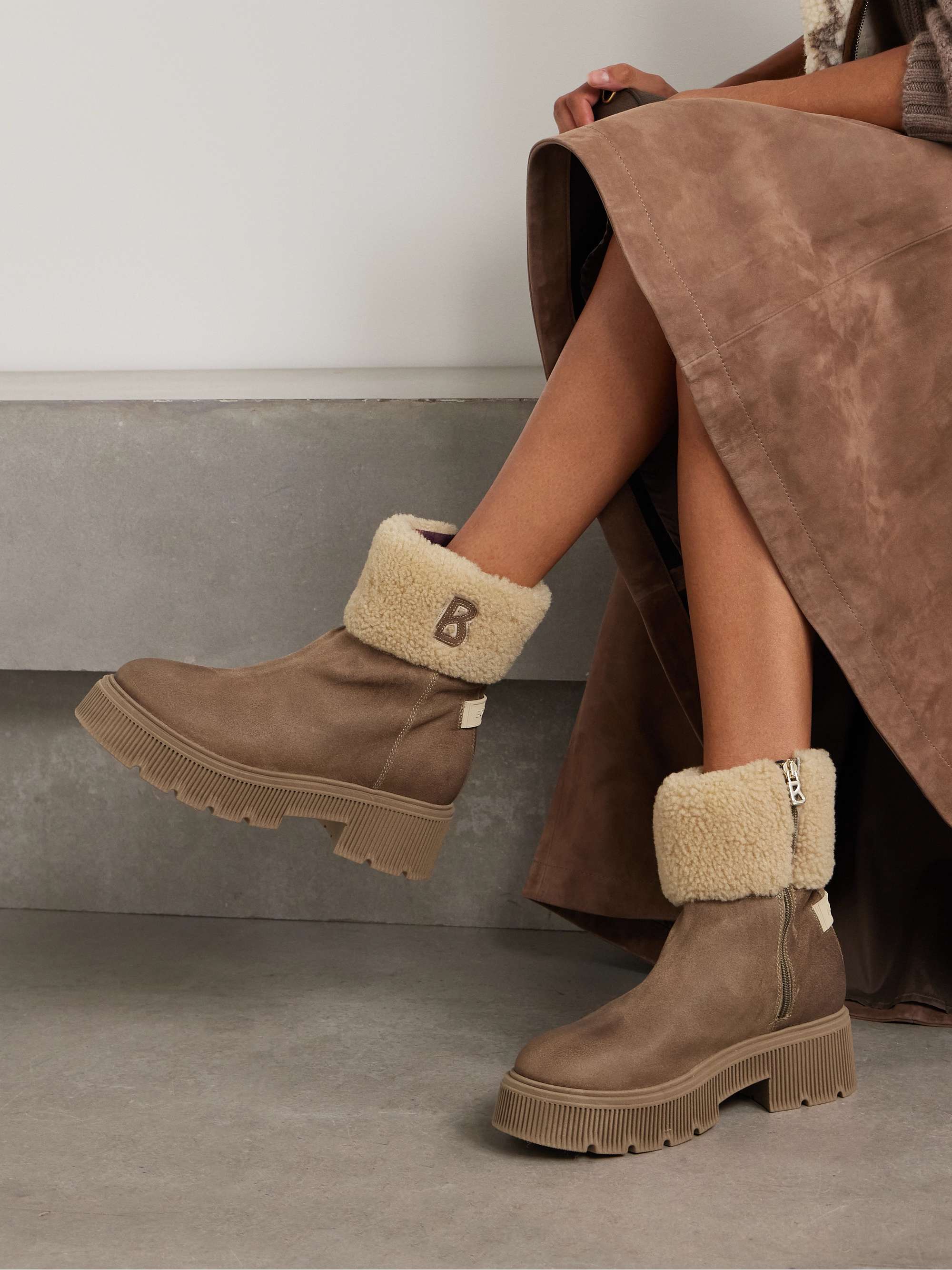 Shearling suede boots hotsell