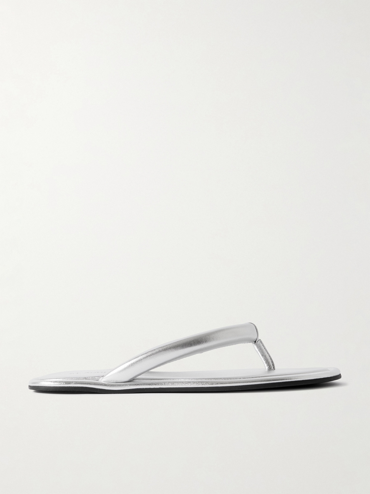 St Agni Sumi Leather Slides In Silver