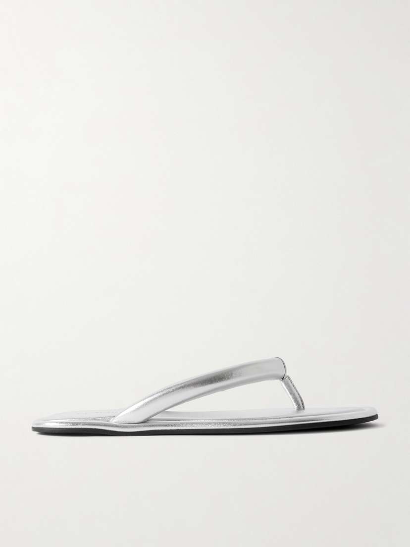 St. Agni Sumi Padded Metallic Leather Flip Flops