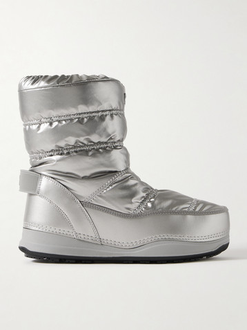 BOGNER La Plagne 19 leather-trimmed quilted metallic shell snow boots