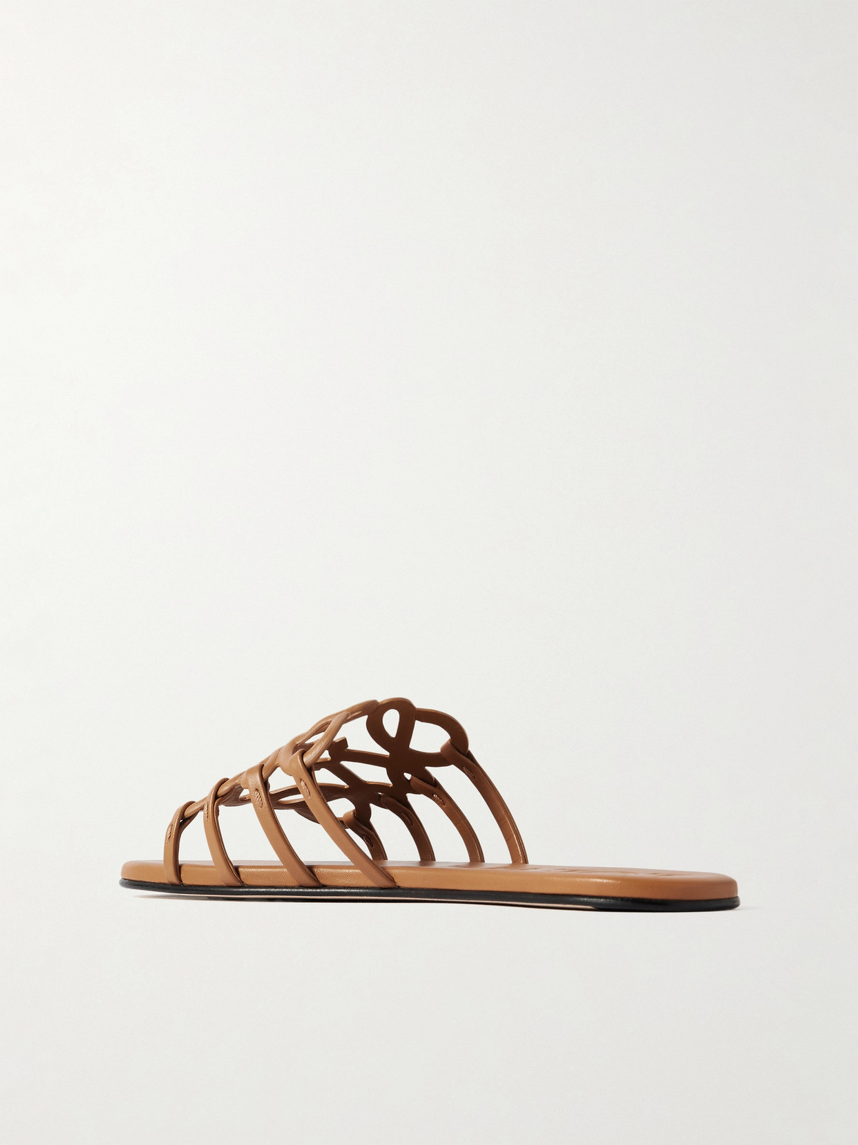 Loewe Petal Anagram Calfskin Strappy Flat Slide In Multi