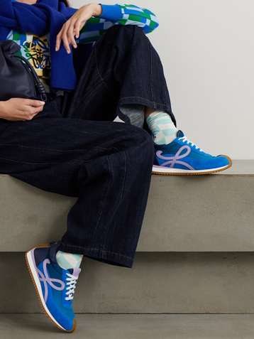 LOEWE Flow Runner 2.0 leather-trimmed shell and suede sneakers
