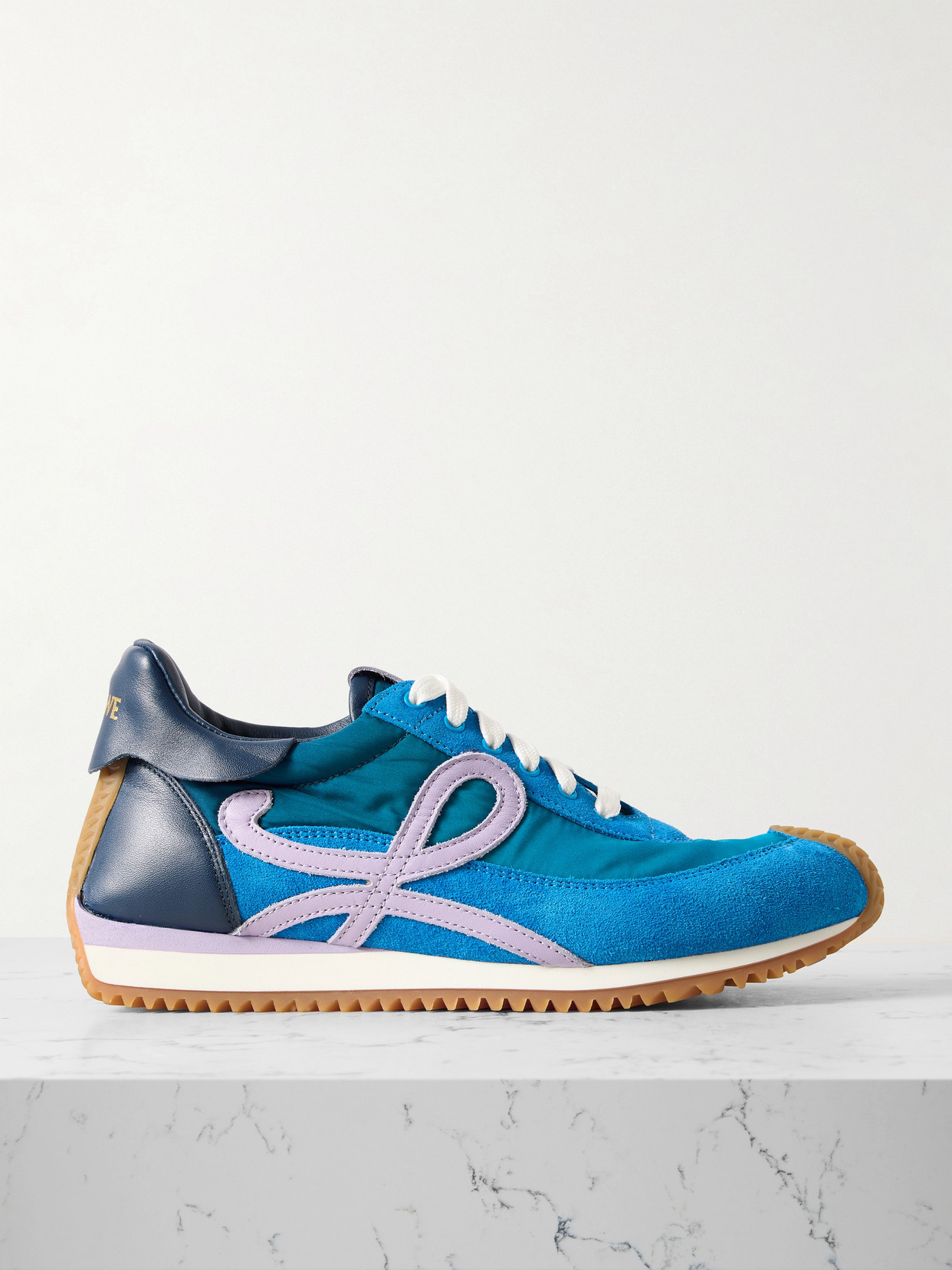 Loewe Flow Runner 2.0 Suede-trimmed Sneakers In Blue
