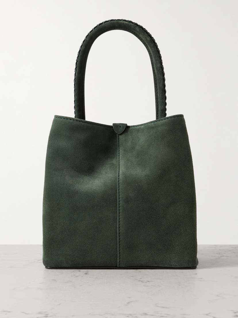 Métier Vérité Mini Braided Leather-trimmed Suede Tote