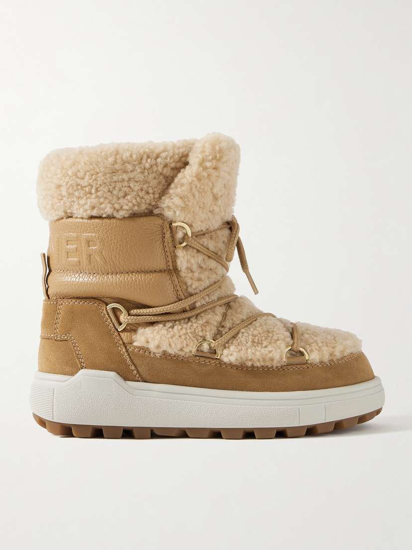 Bogner Chamonix Shearling, Textured-leather And Suede Snow Boots