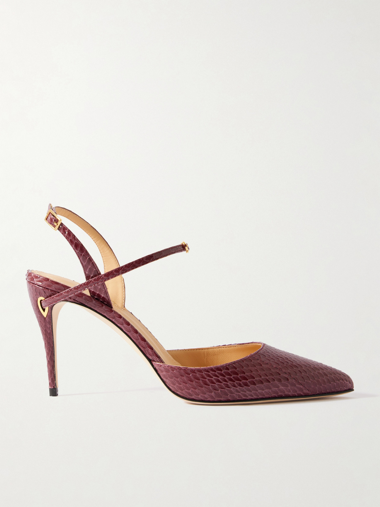 Jennifer Chamandi Vittorio 85 Elaphe Point-toe Slingback Pumps In Burgundy