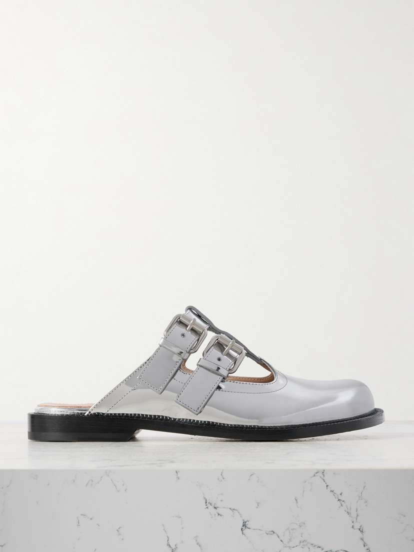 Loewe Campo Metallic Leather Mary Jane Mules