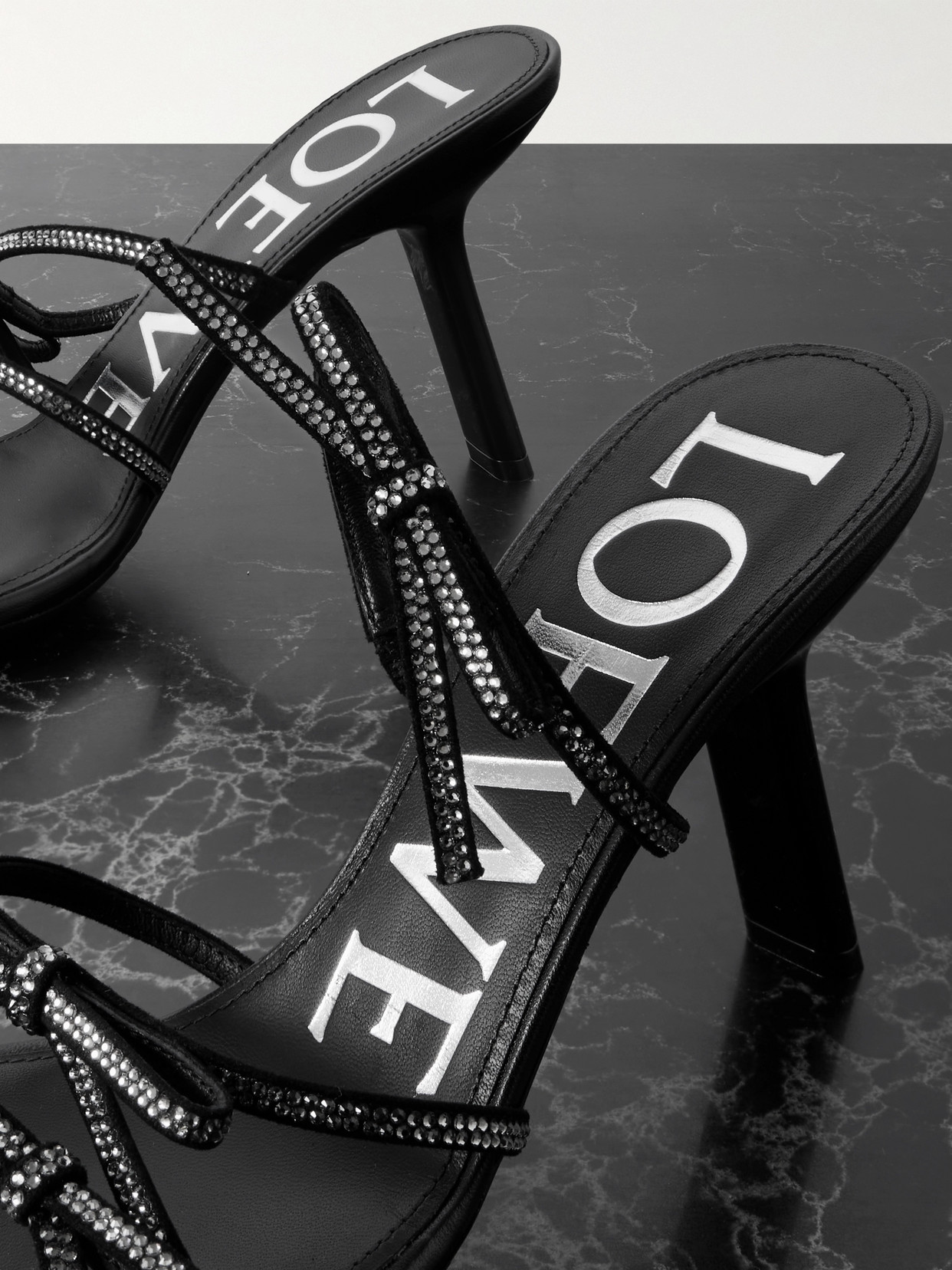 Petal Bow Crystal-Embellished Sandals