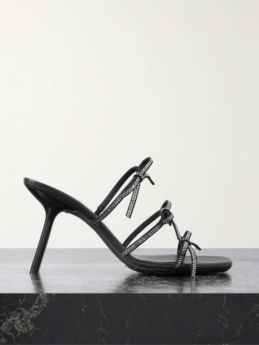 Loewe Petal Bow Crystal-embellished Suede Sandals