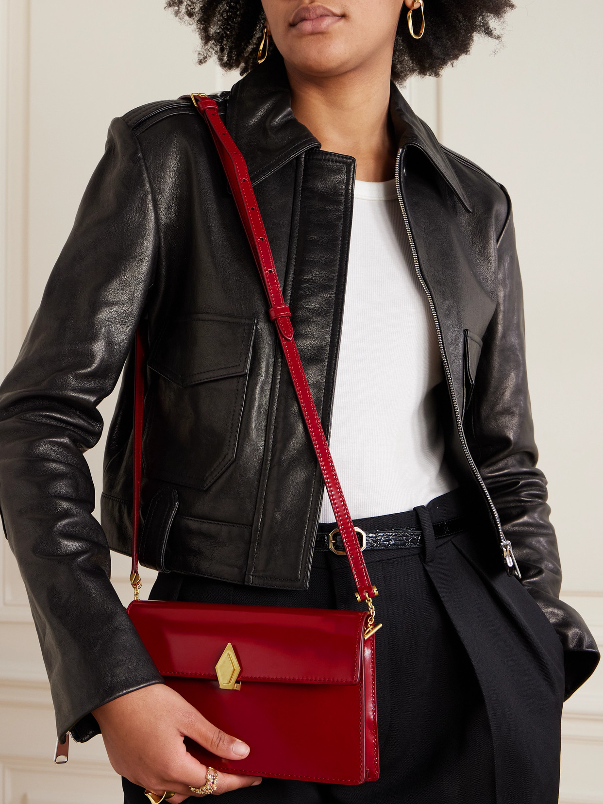 Metier Parallel 22 Leather Shoulder Bag In Red