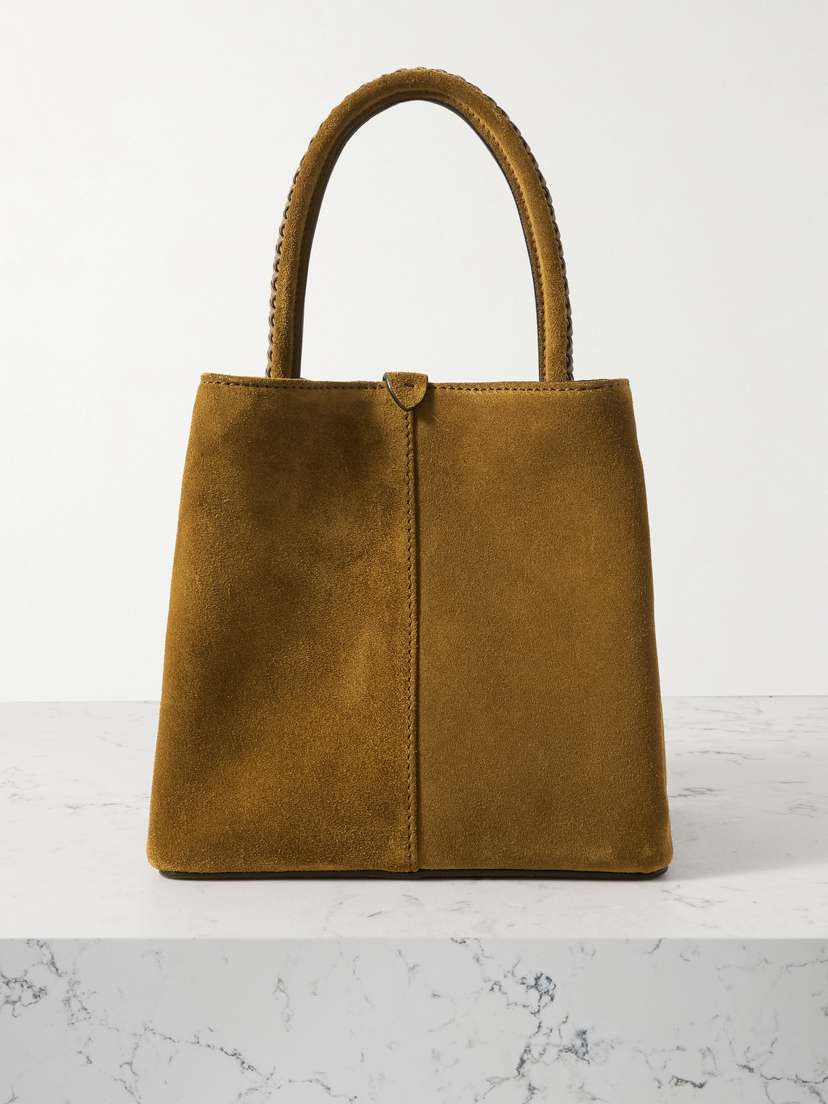 Métier Vérité Mini Braided Leather-trimmed Suede Tote