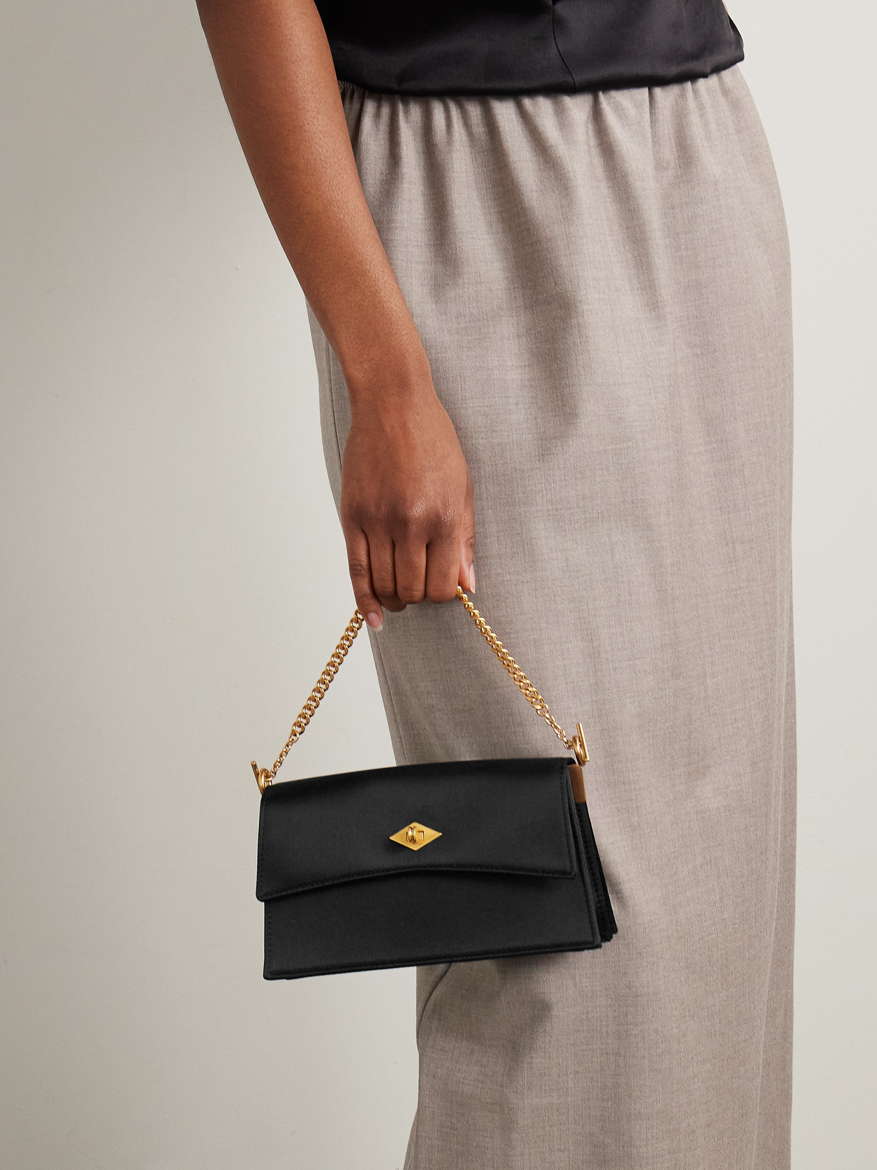 Metier Roma Silk-satin Shoulder Bag In Black