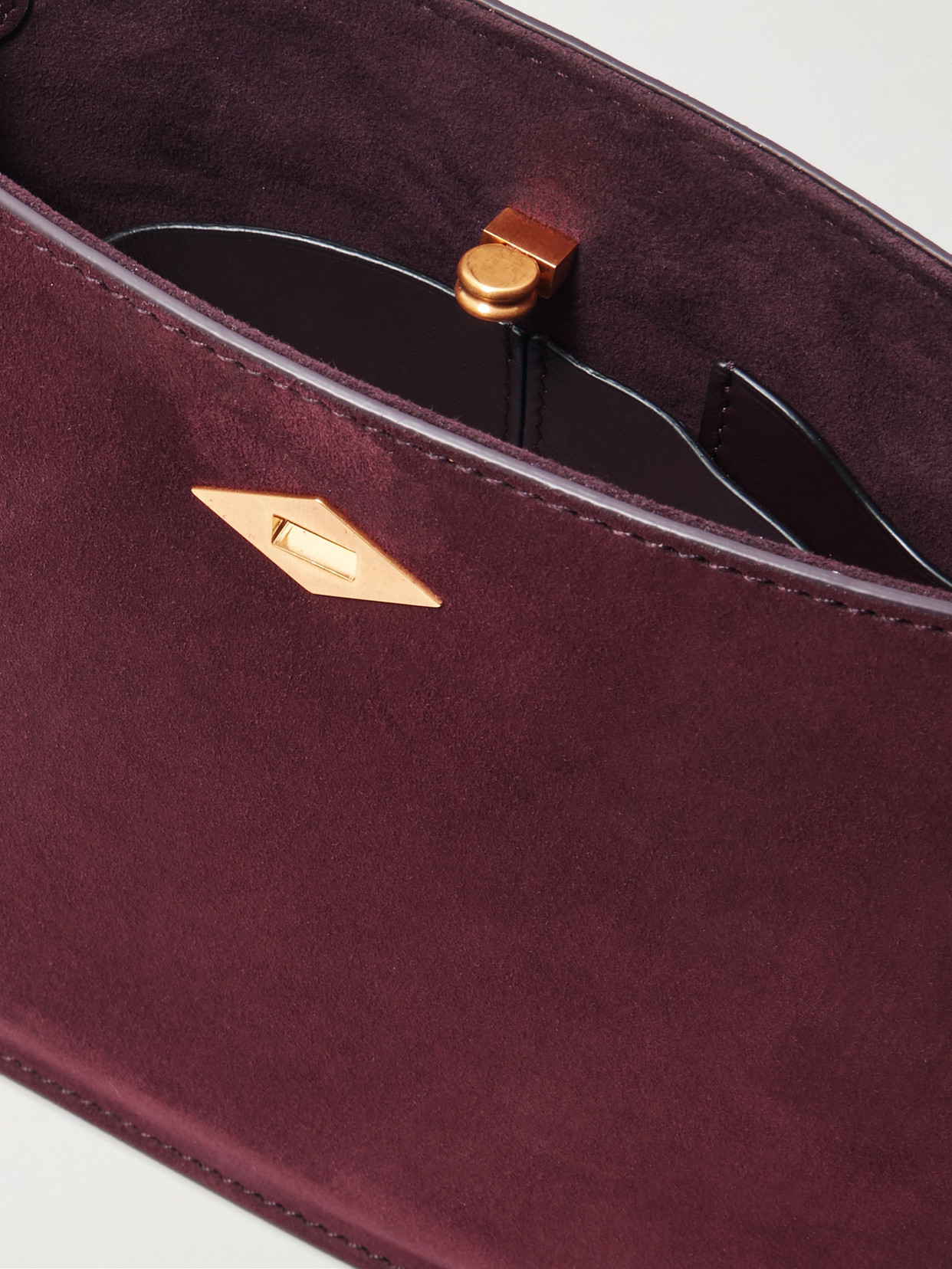 Metier Stowaway Suede Shoulder Bag In Burgundy