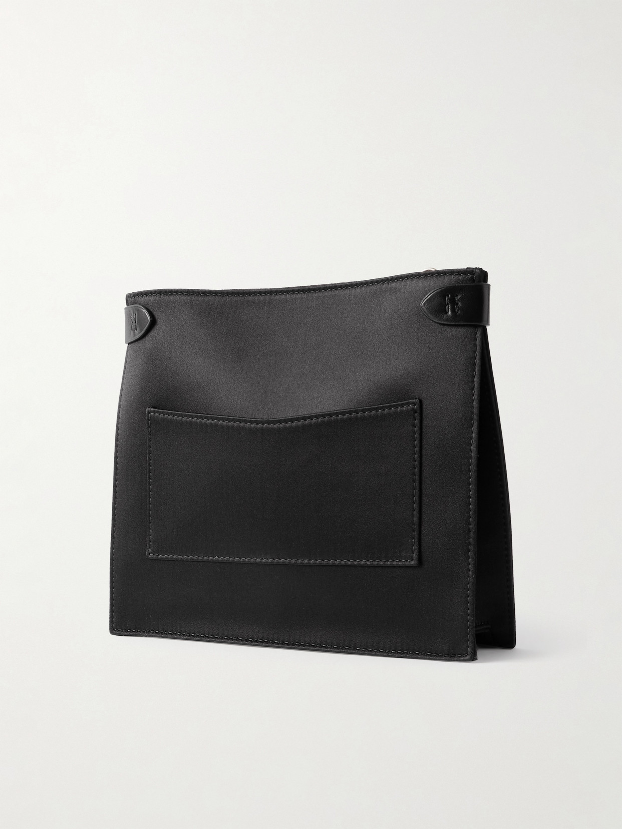 Metier Stowaway Leather-trimmed Satin Shoulder Bag In Black