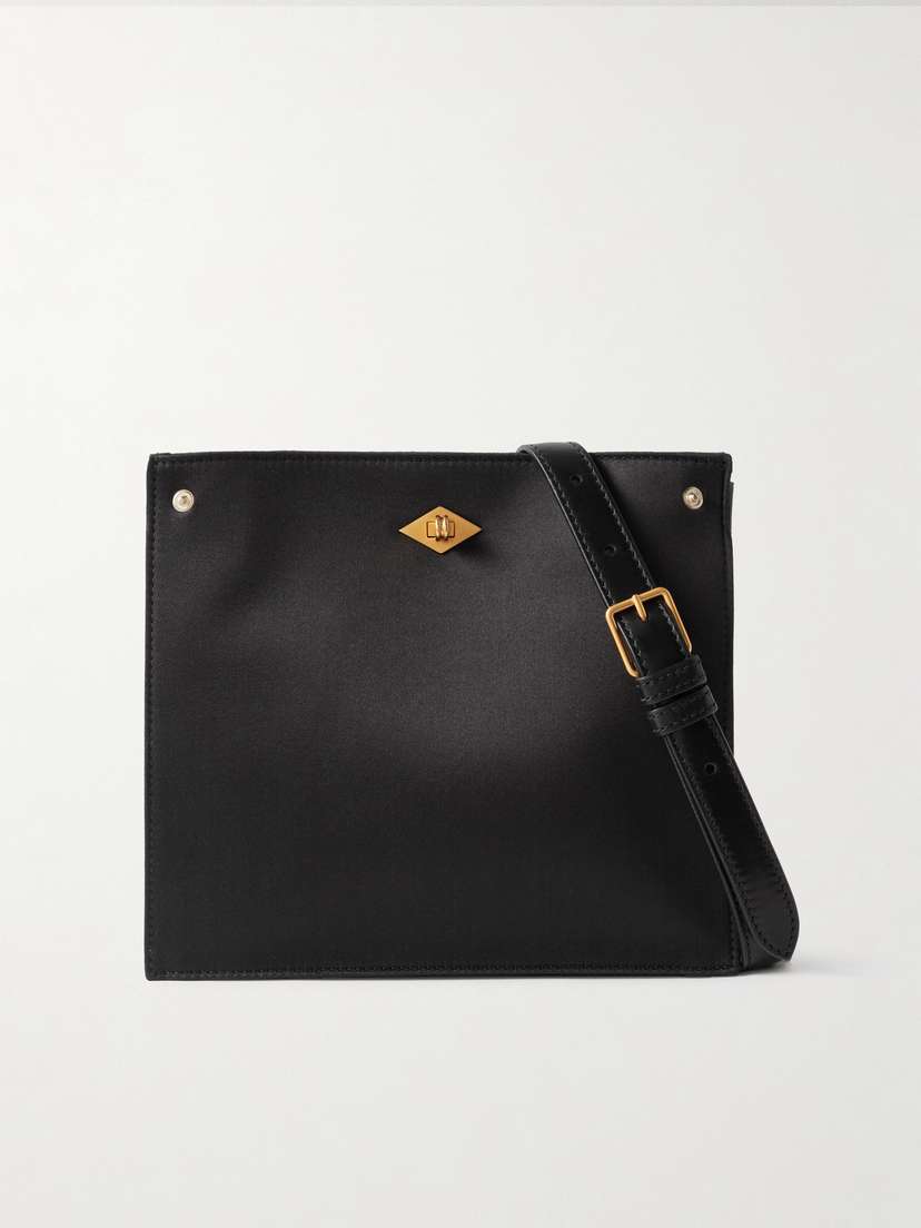Métier Stowaway Leather-trimmed Satin Shoulder Bag