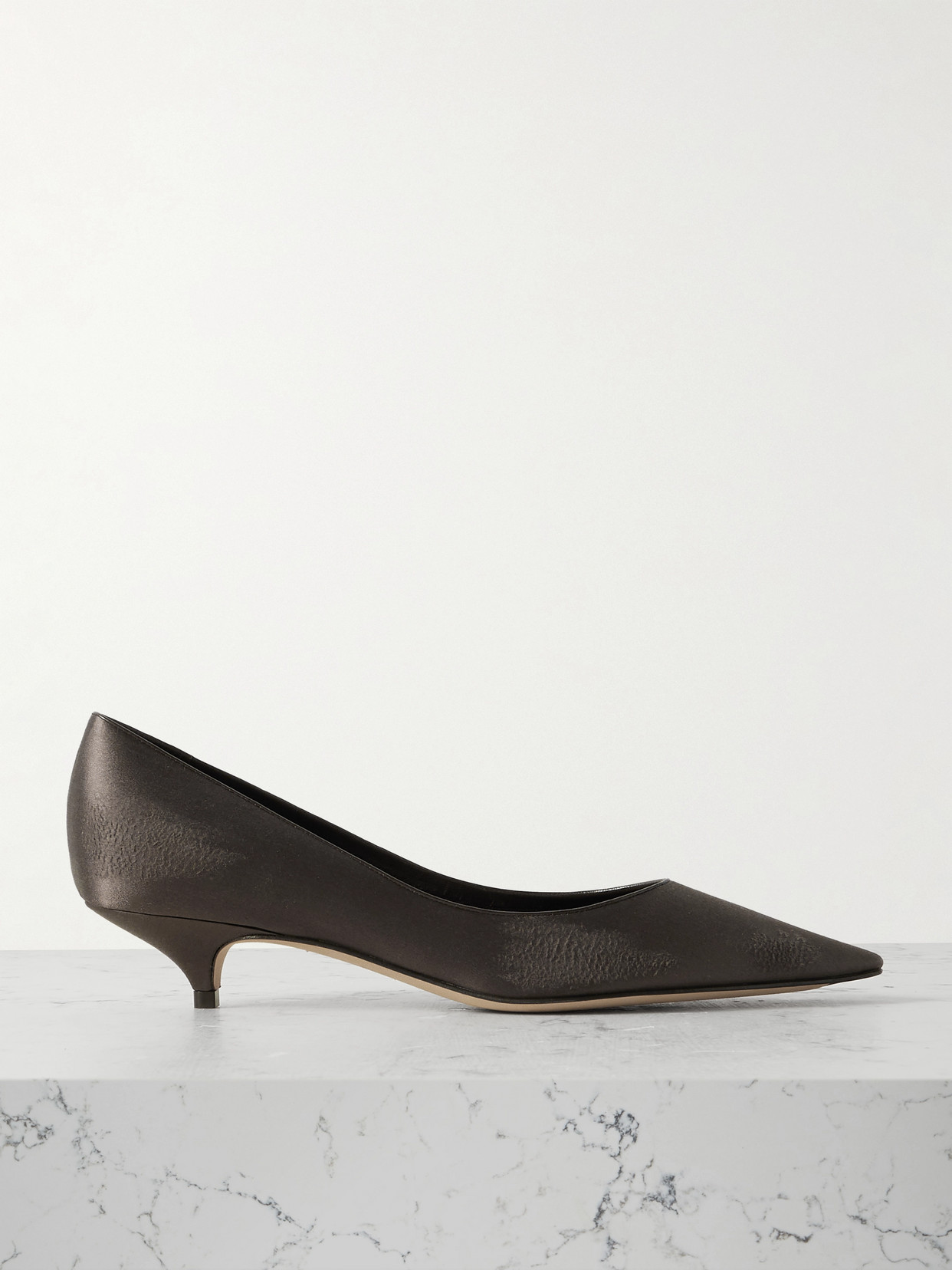 The Row Liisa Distressed Kitten-heel Pumps In Brown
