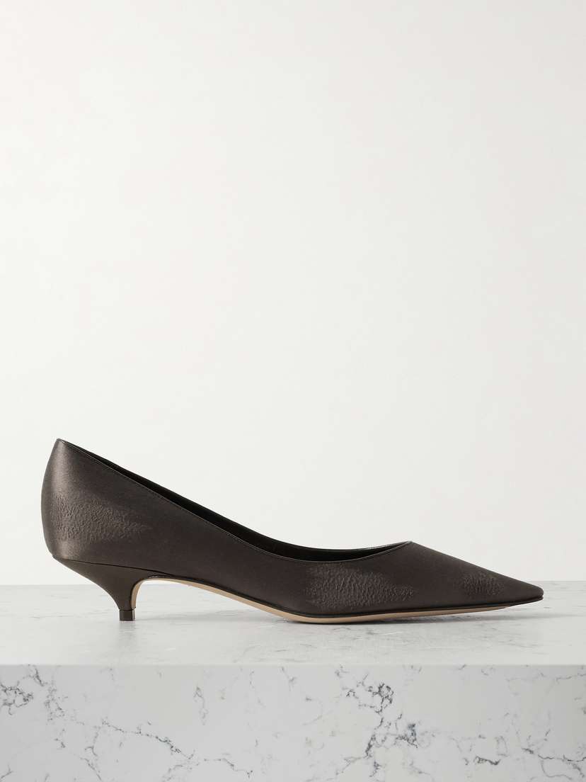 The Row Liisa Distressed Satin Pumps