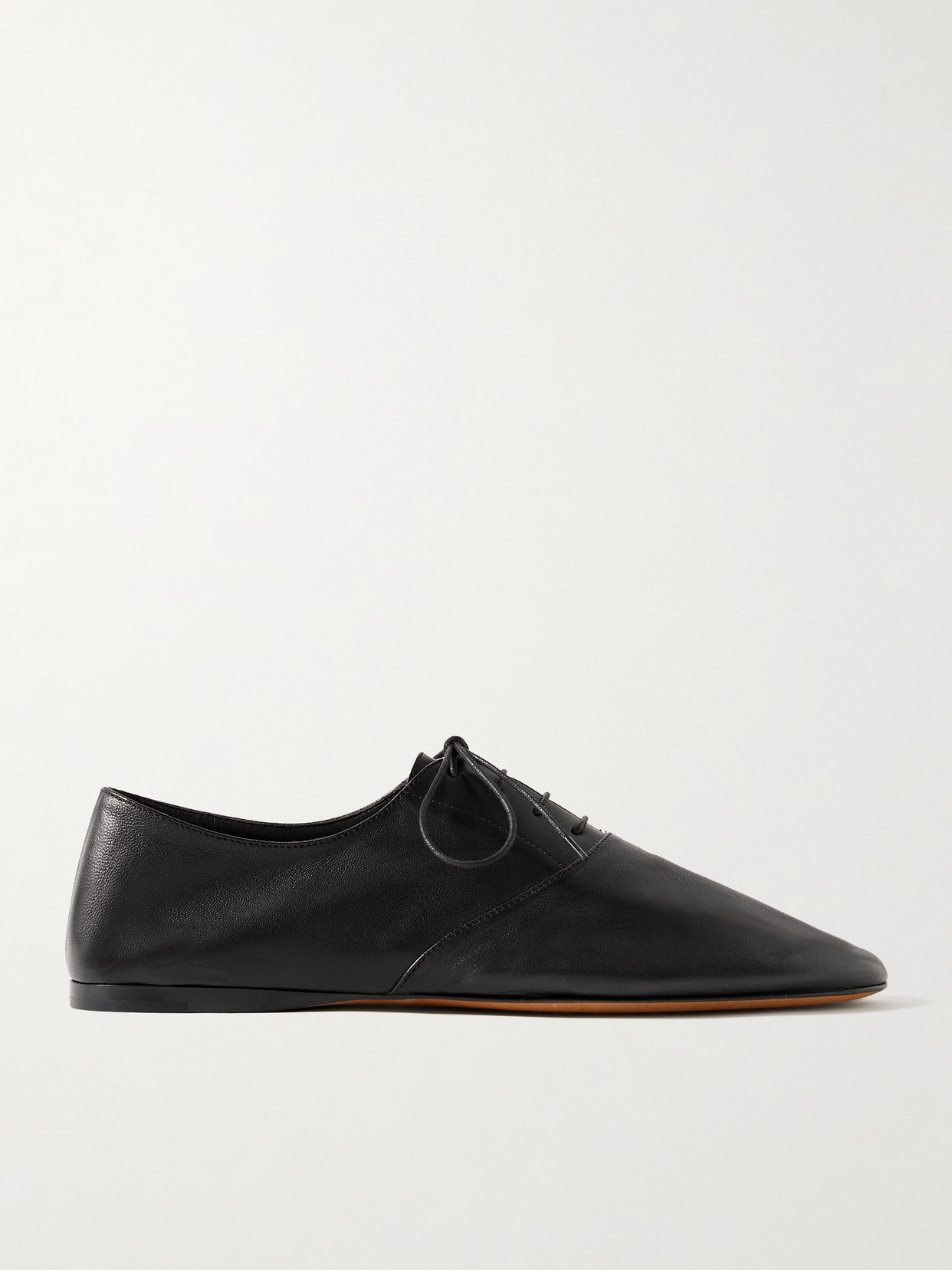 The Row 10mm Awar Leather Lace-up Shoes In Black
