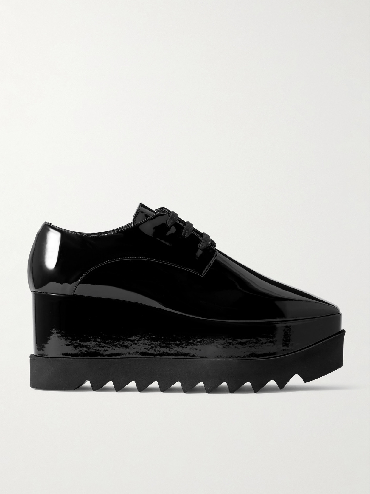 Stella McCartney - Elyse Vegetarian Patent-leather Platform Brogues - Black