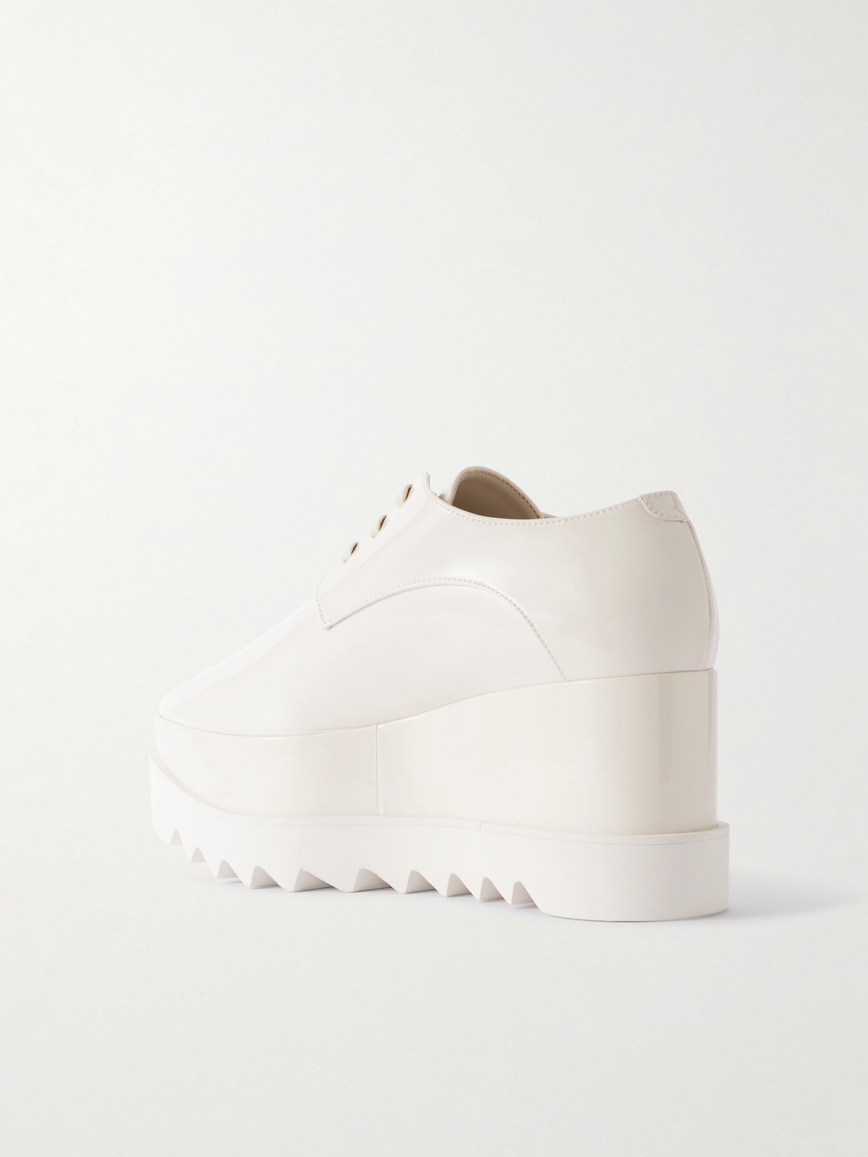 Stella Mccartney Elyse Vegetarian Patent-leather Platform Brogues In Ivory
