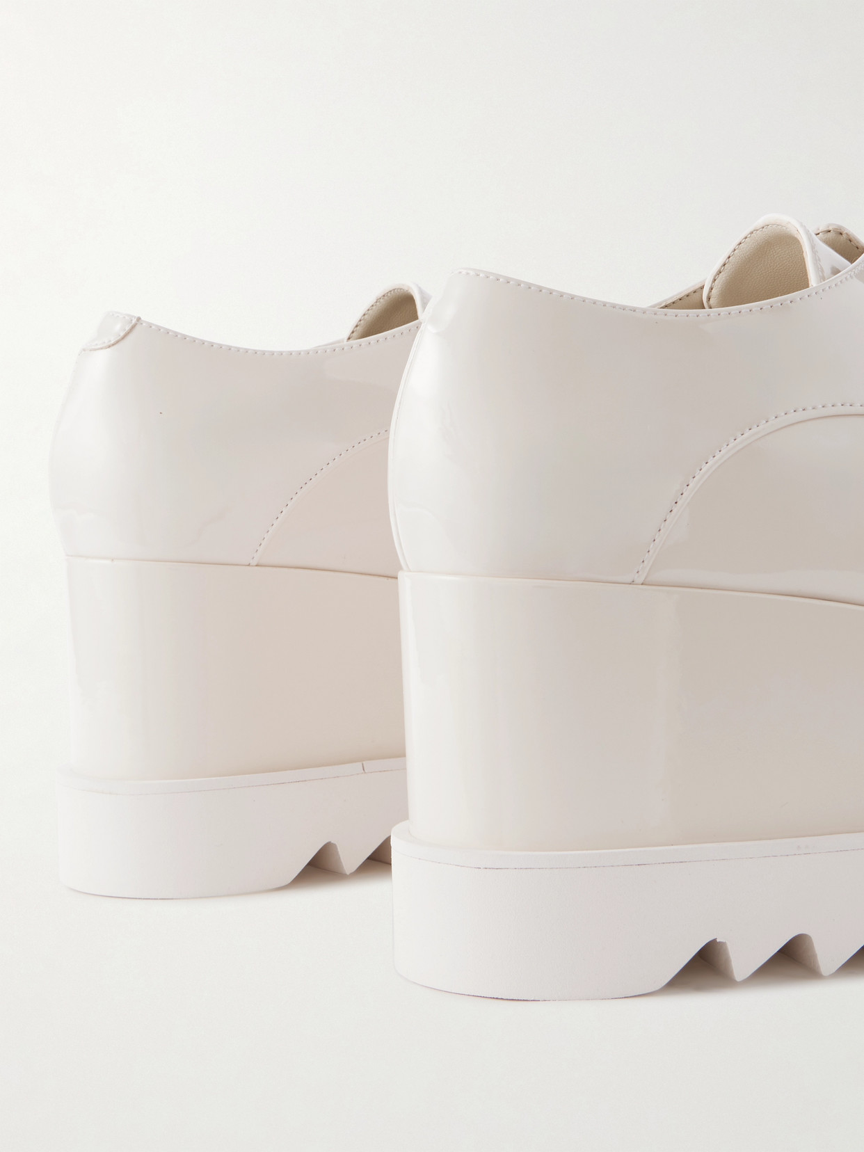 Stella Mccartney Elyse Vegetarian Patent-leather Platform Brogues In Ivory