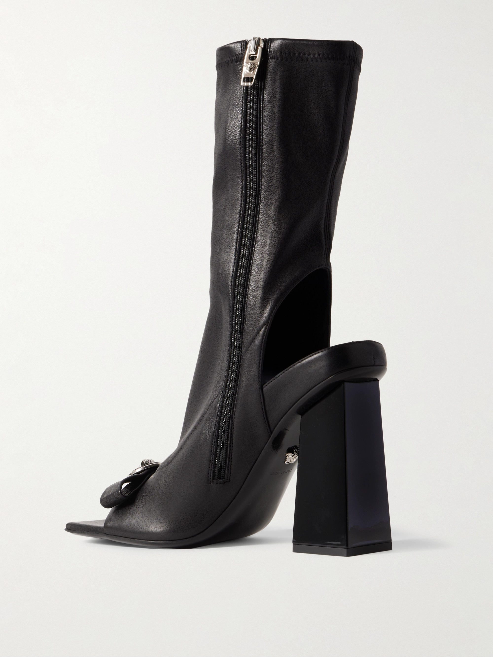 Versace - Gianni Ribbon embellished leather ankle boots | Plush