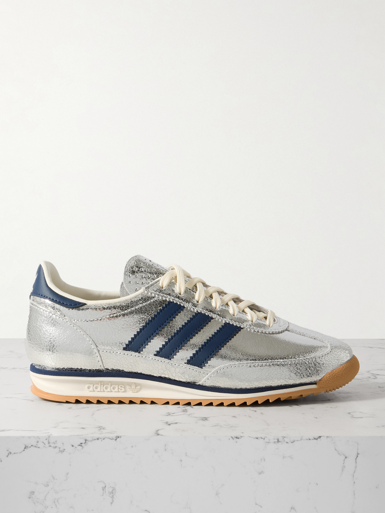 adidas Originals - Sl 72 Og Metallic Cracked-leather Sneakers - Silver