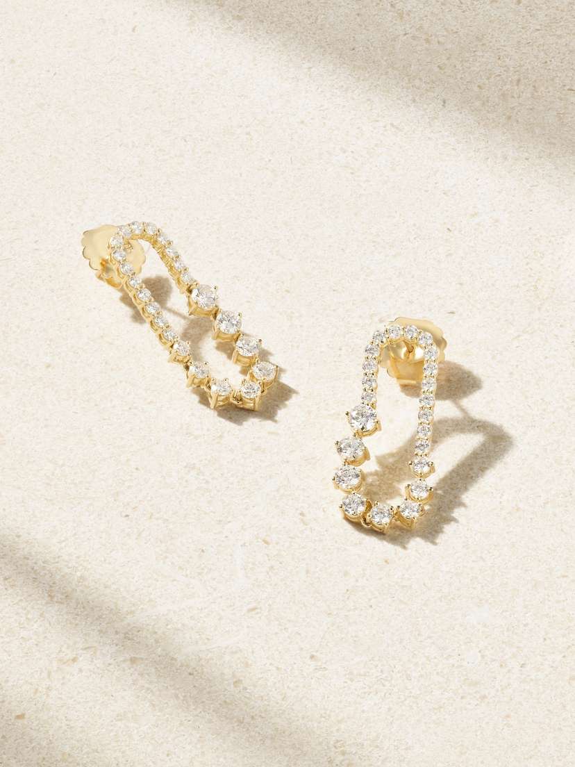 Melissa Kaye Stella Ellipse Small 18-karat Gold Diamond Earrings