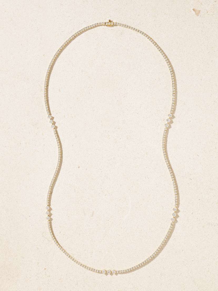 Melissa Kaye Stella Triplet Station 18-karat Gold Diamond Necklace