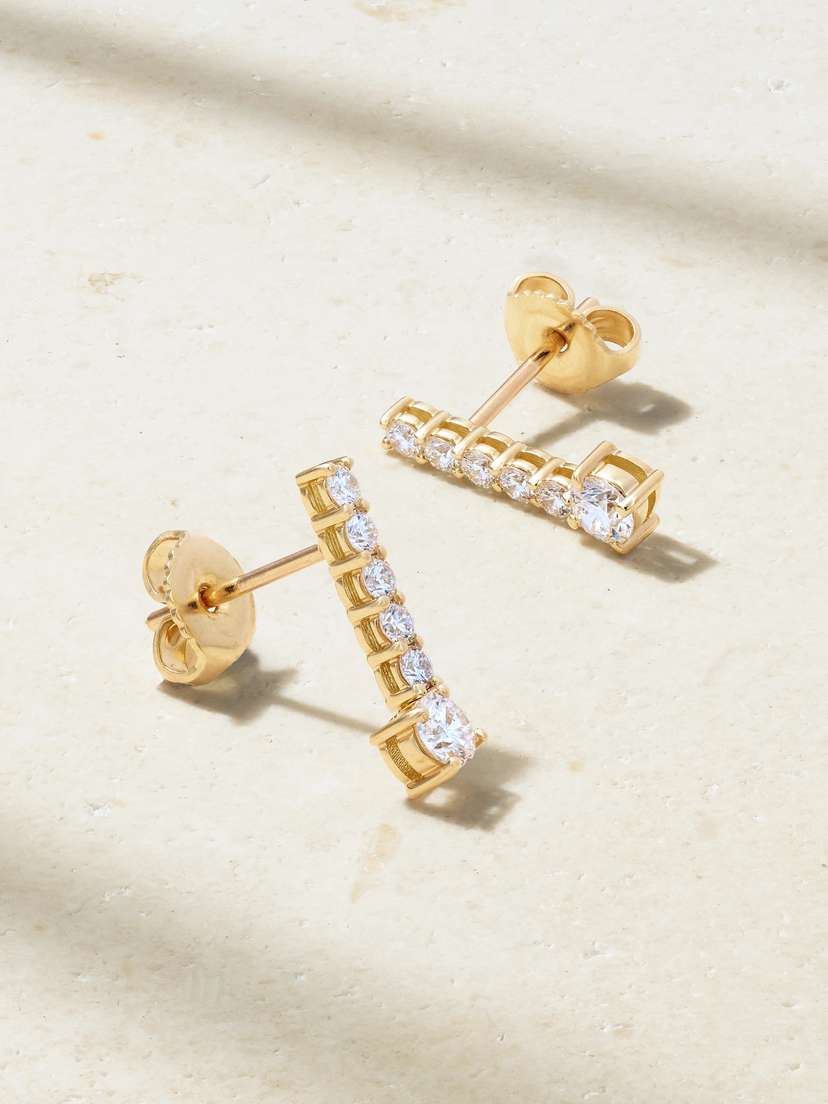 Melissa Kaye Stella Small 18-karat Gold Diamond Earrings