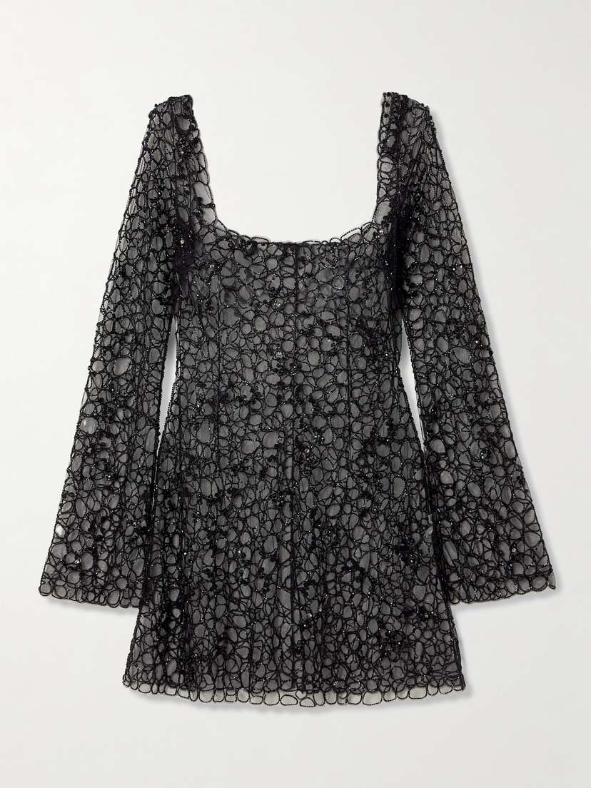 Clio Peppiatt Caviar Embellished Tulle Mini Dress