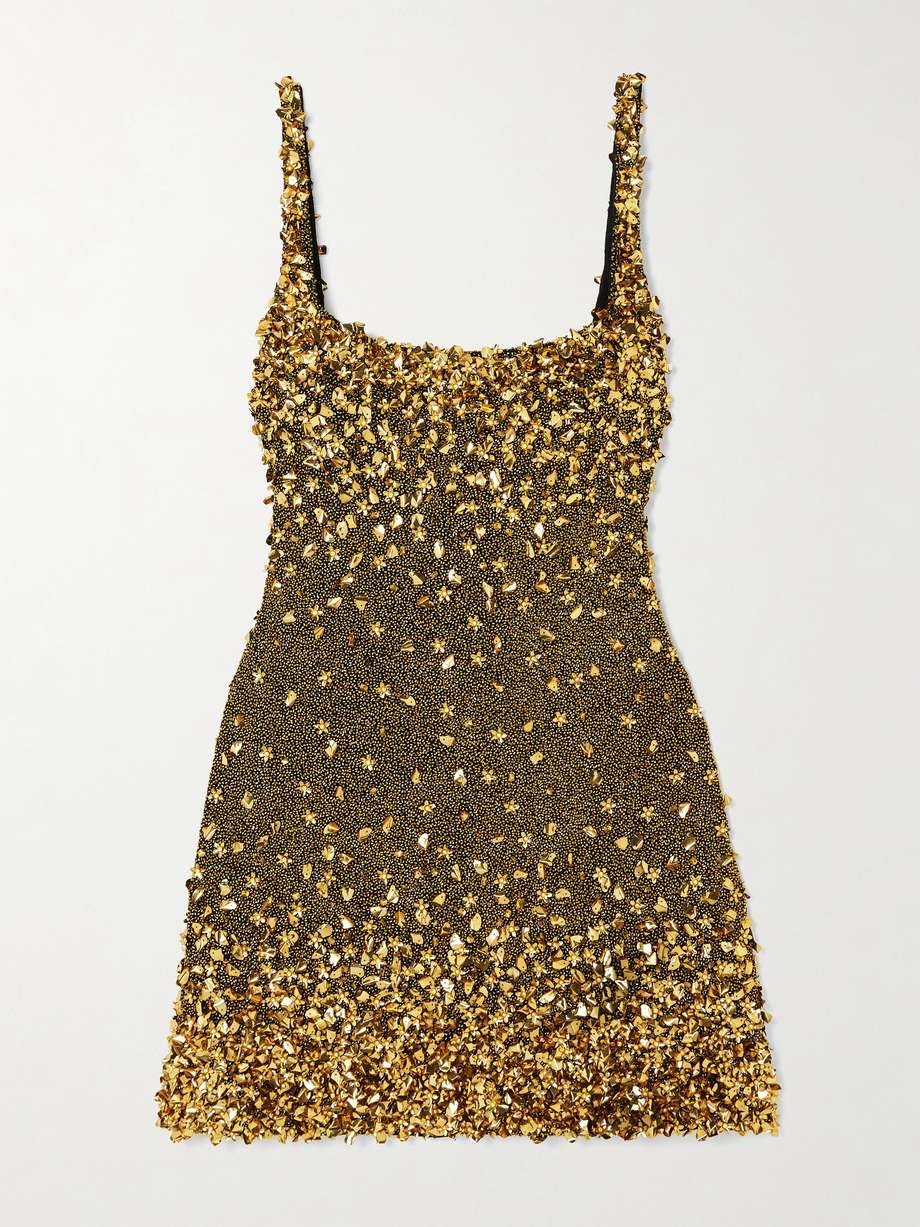 midas embellished stretch-tulle mini dress
