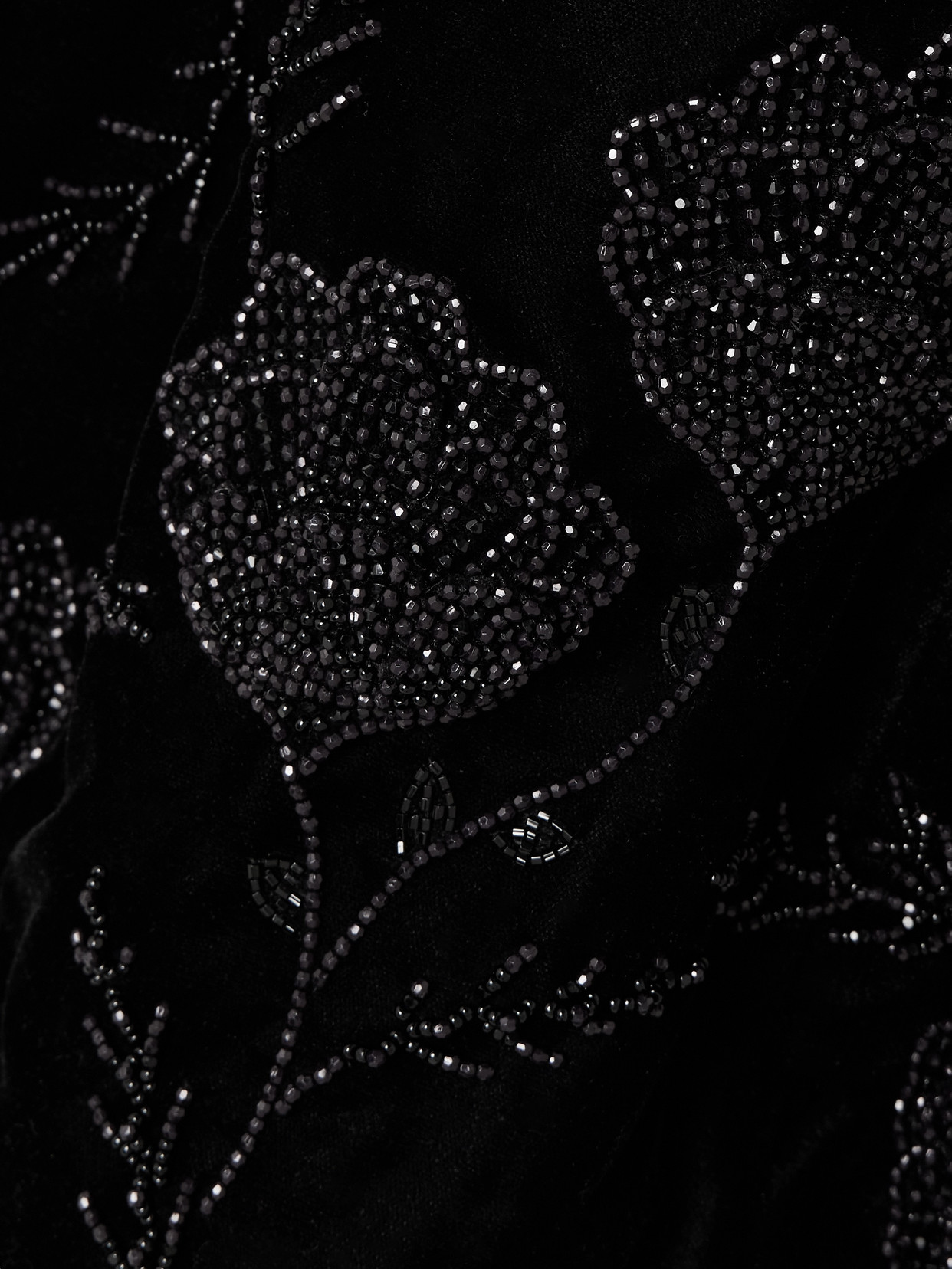 Clio Peppiatt Night Shade Strapless Chiffon-trimmed Embellished Velvet Mini Dress In Black
