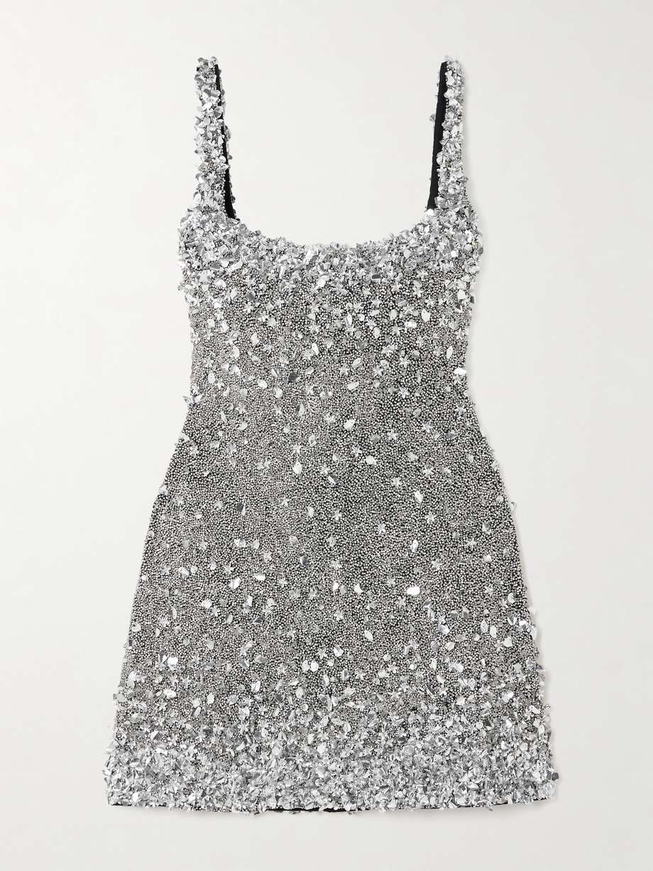 midas embellished stretch-tulle mini dress