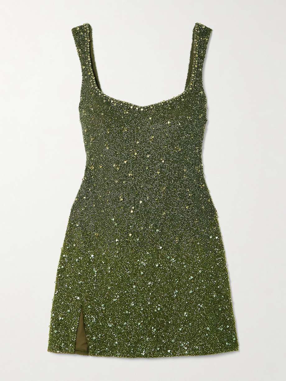 embellished stretch-tulle mini dress