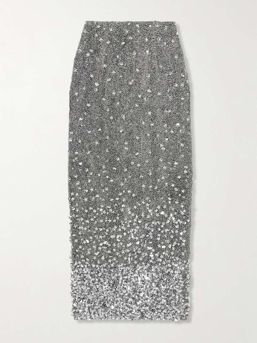 Clio Peppiatt Midas Embellished Stretch-tulle Maxi Skirt