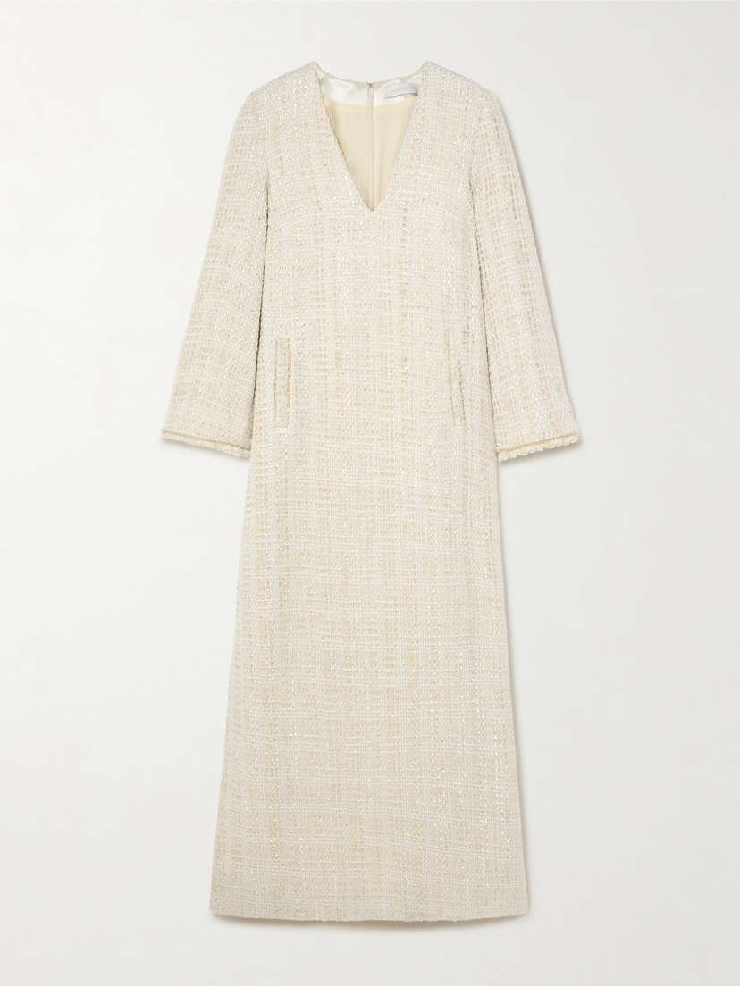 Borgo de Nor Eponine Metallic Tweed Maxi Dress