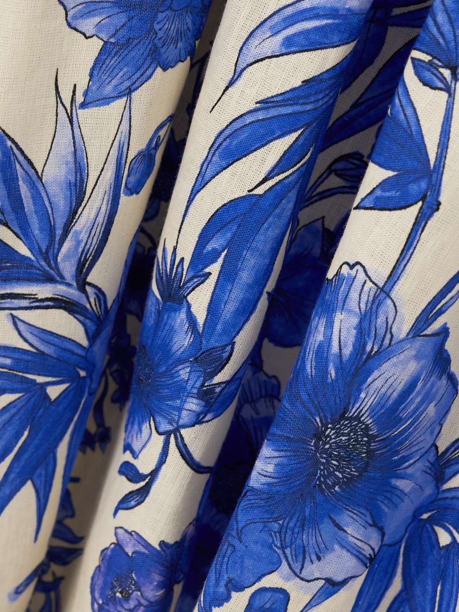 bianca belted floral-print linen and cotton-blend maxi dress