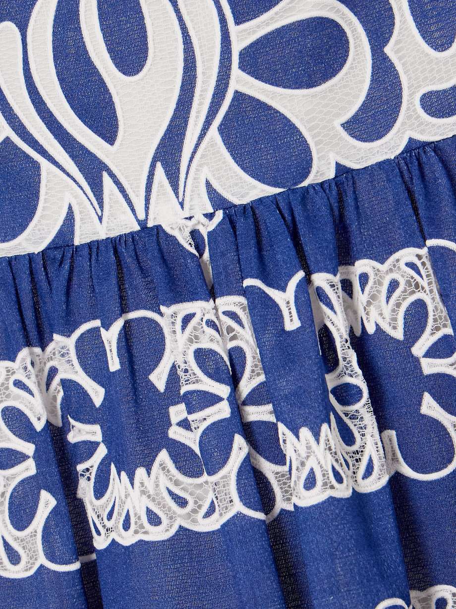 mavaro lace-trimmed embroidered cotton-blend midi dress