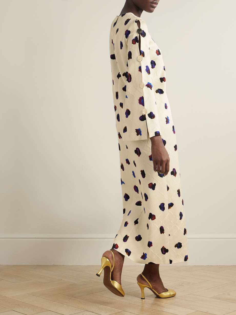 brunetta embellished floral-print cotton-blend brocade maxi dress