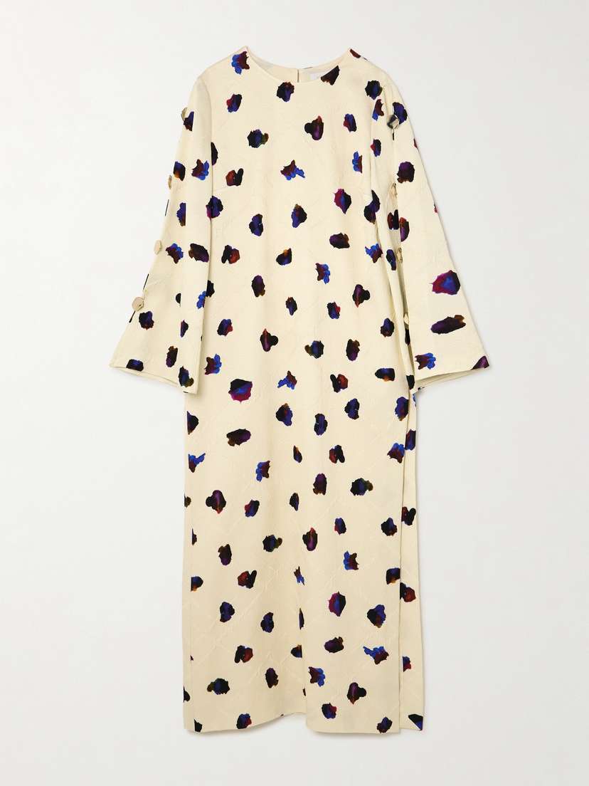 Borgo de Nor Brunetta Embellished Floral-print Cotton-blend Brocade Maxi Dress