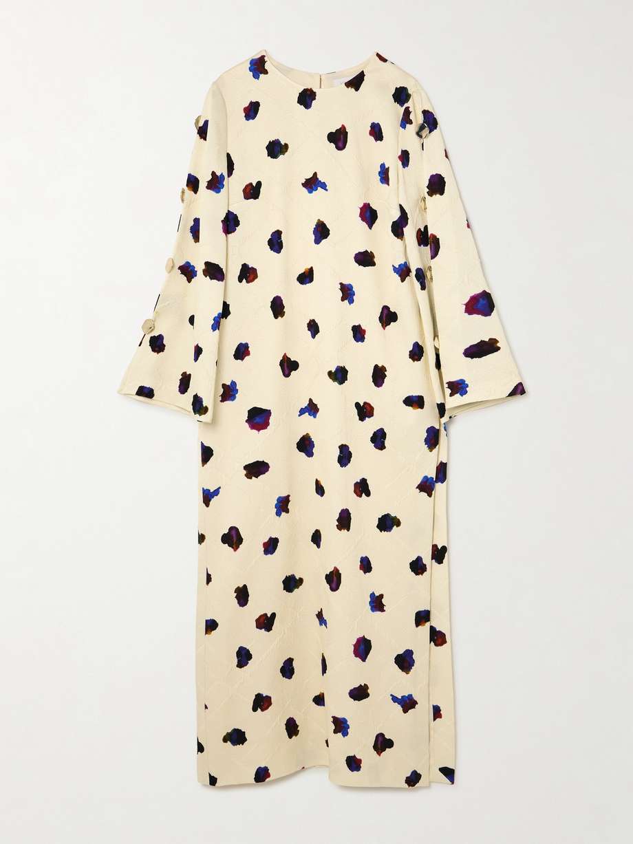 brunetta embellished floral-print cotton-blend brocade maxi dress