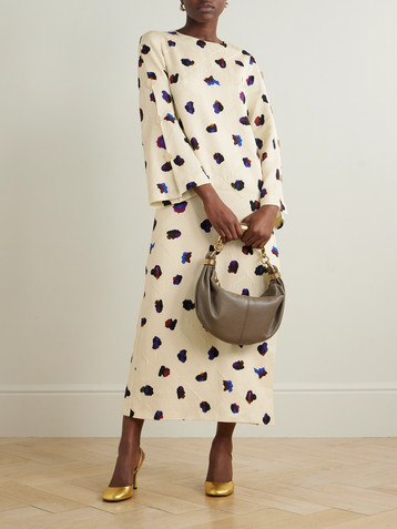 Borgo de Nor Brunetta embellished floral-print cotton-blend brocade maxi dress