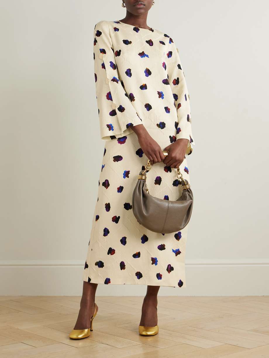 brunetta embellished floral-print cotton-blend brocade maxi dress