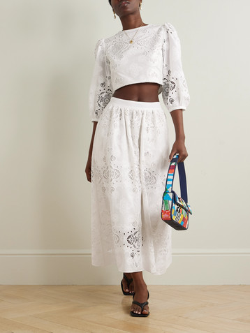 Borgo de Nor Rhea broderie anglaise poplin midi skirt