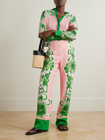 Borgo de Nor Havana floral-print crepe straight-leg pants