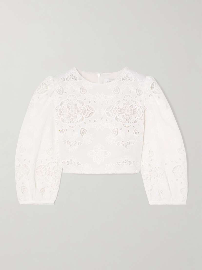 Borgo de Nor Alfie Cropped Broderie Anglaise Poplin Top